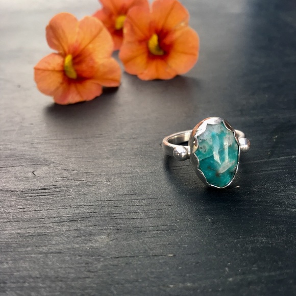 🌺 Sterling Silver Genuine Turquoise ring 🍍 - Picture 3 of 3